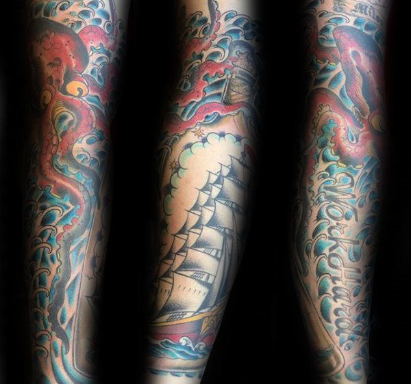 tatuaje tradicional pulpo para hombre 41