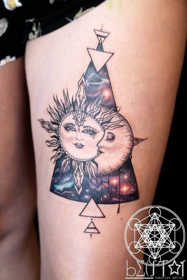 98 Tatuajes con una luna y un sol