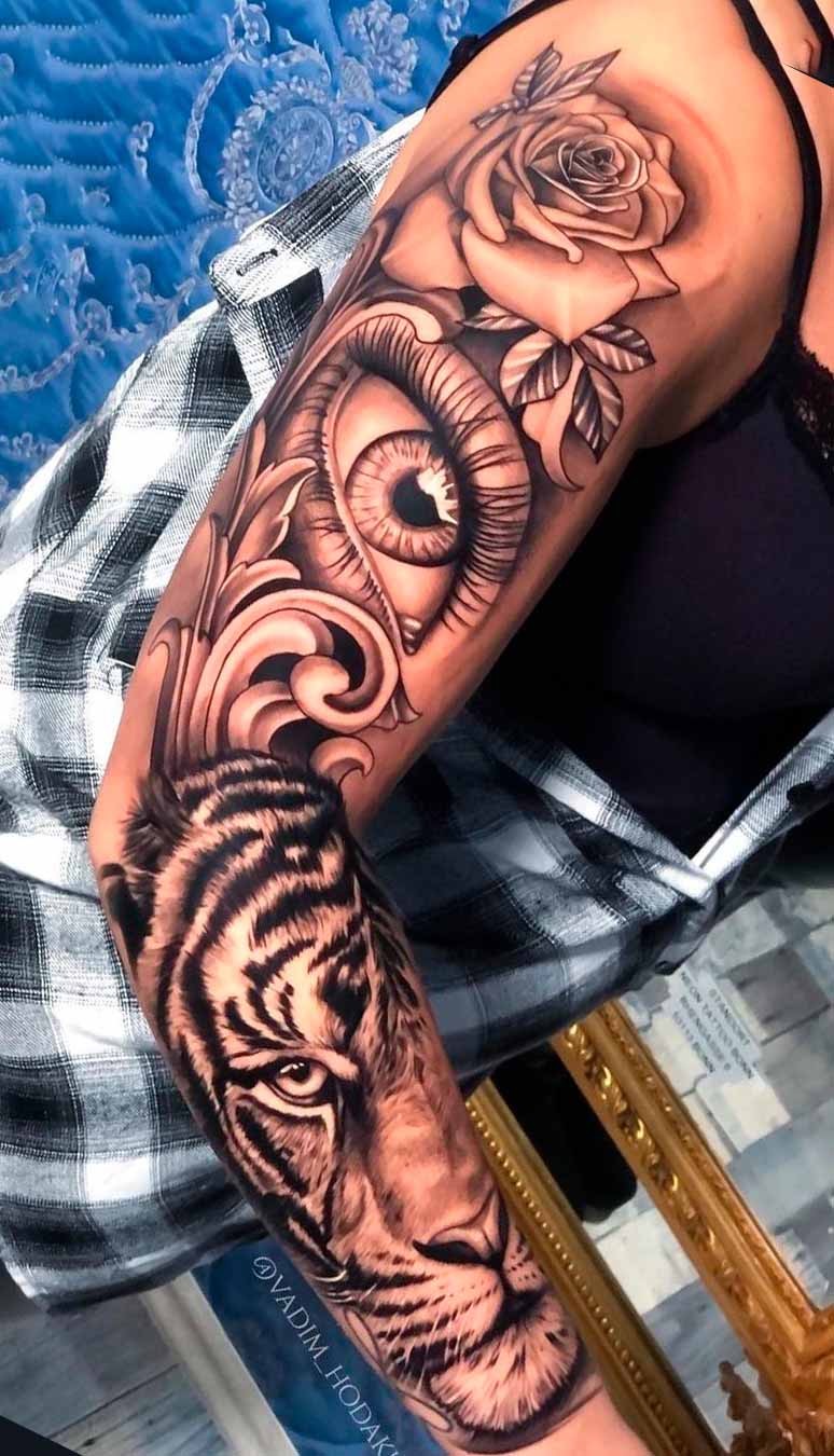 tatuaje brazo completo para mujer 02