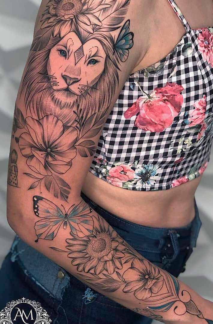 tatuaje brazo completo para mujer 03