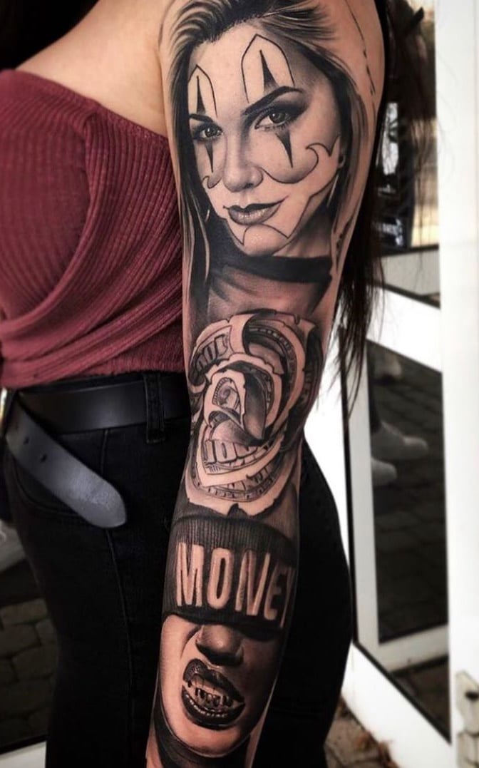 tatuaje brazo completo para mujer 04