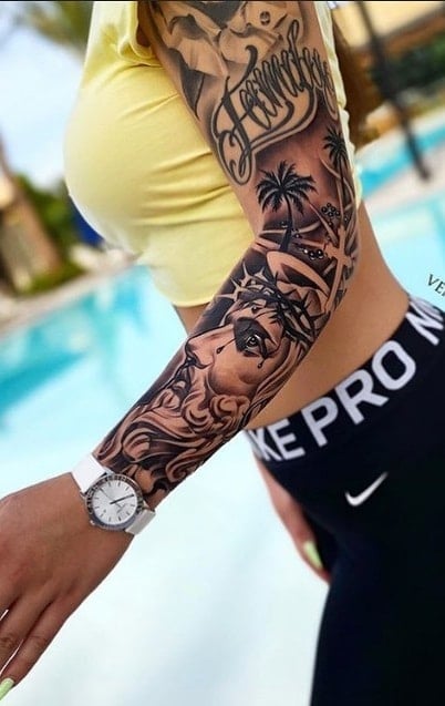 tatuaje brazo completo para mujer 06