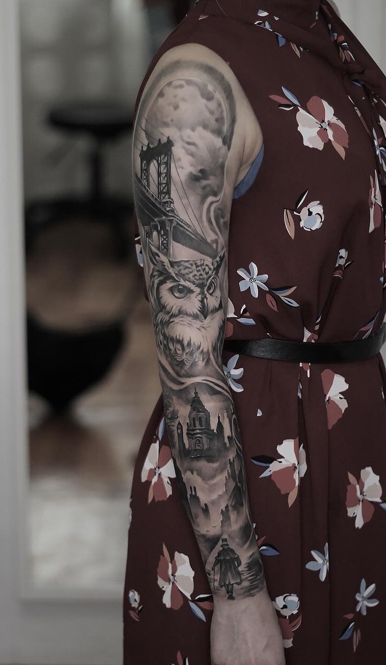 tatuaje brazo completo para mujer 24