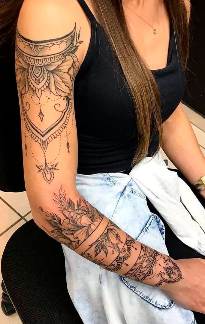 tatuaje brazo completo para mujer 29