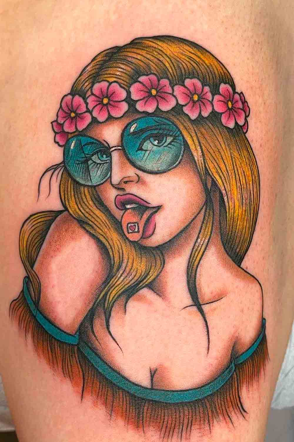 tatuaje colorido para mujer 04