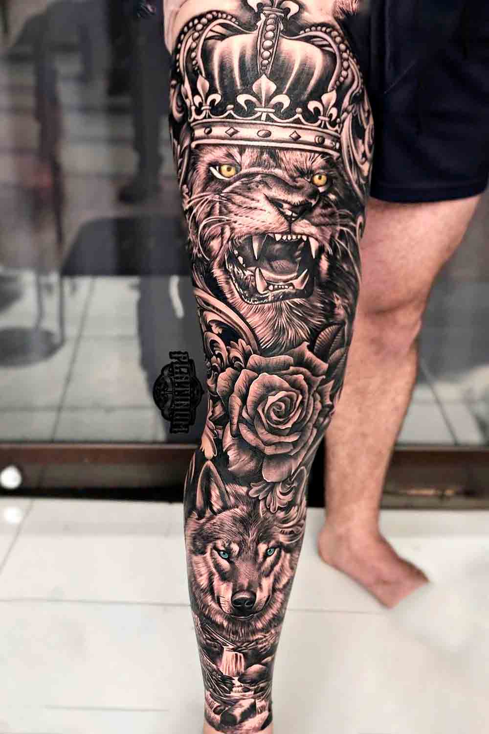 tatuaje de hombre en la pierna 07