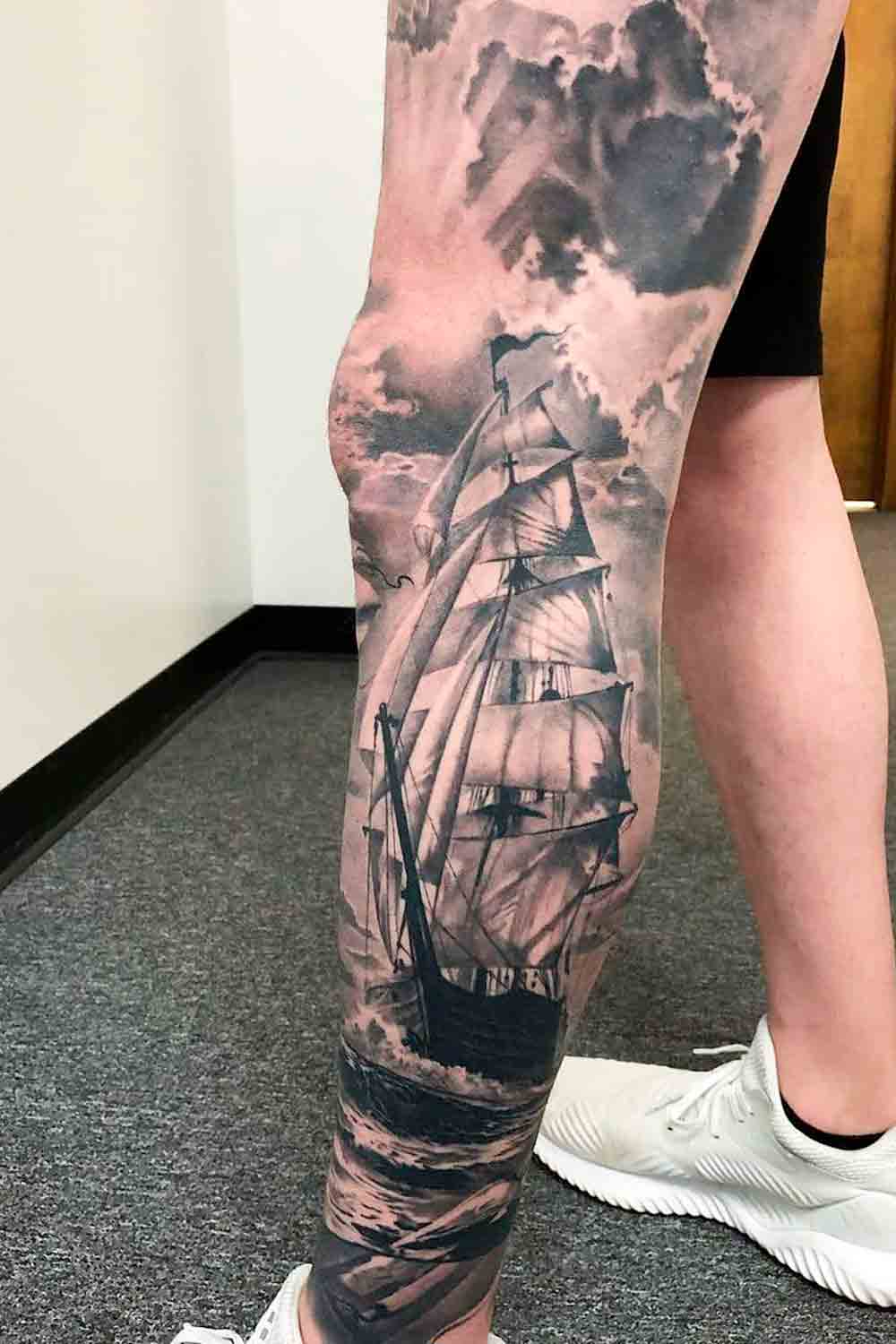 tatuaje de hombre en la pierna 16