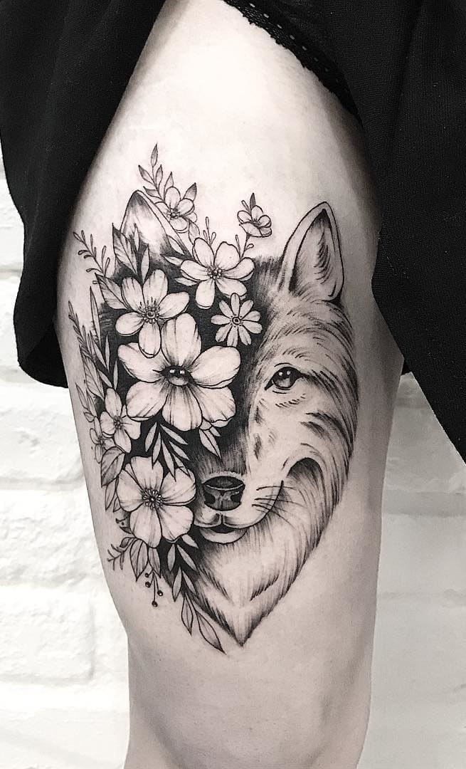 tatuaje de lobo para hombre 01