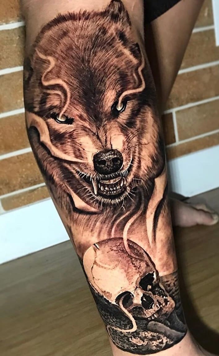 tatuaje de lobo para hombre 07