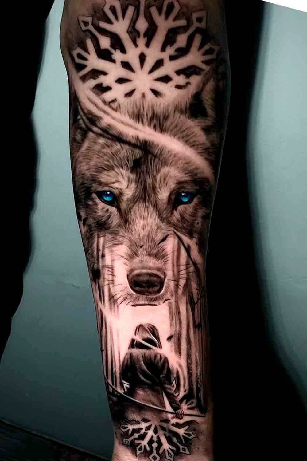tatuaje de lobo para hombre 08