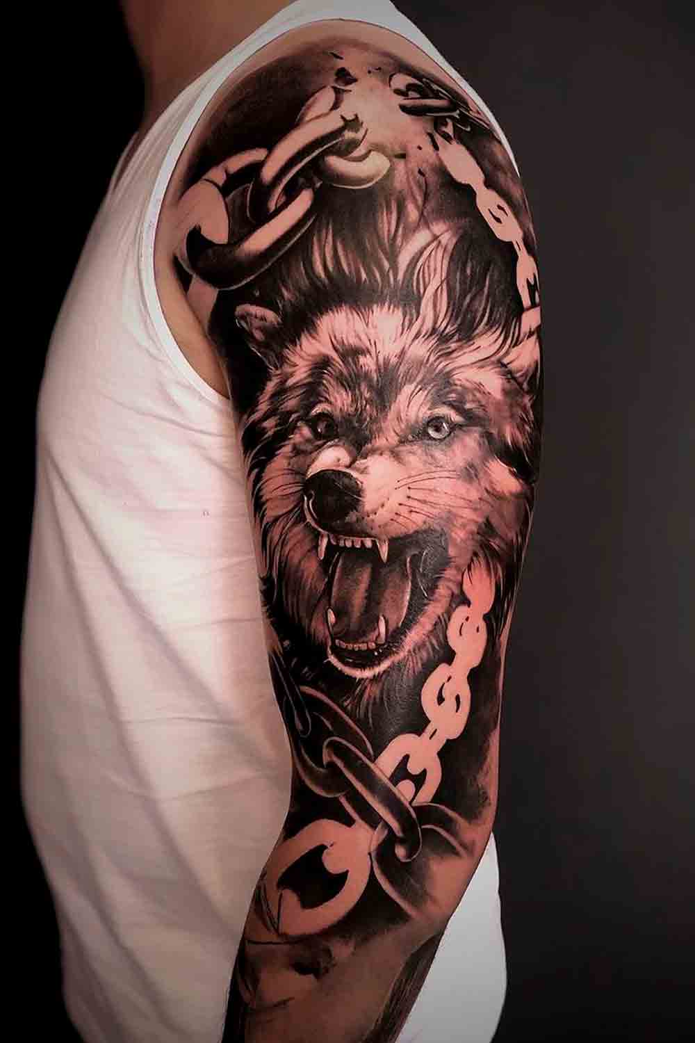 tatuaje de lobo para hombre 09
