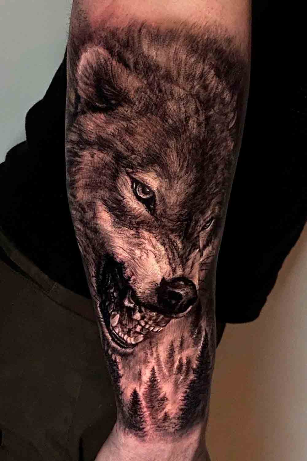 tatuaje de lobo para hombre 13