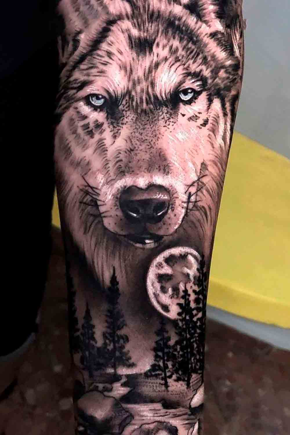tatuaje de lobo para hombre 18