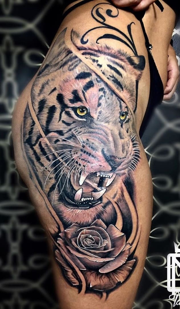 tatuaje de tigre para hombre 34