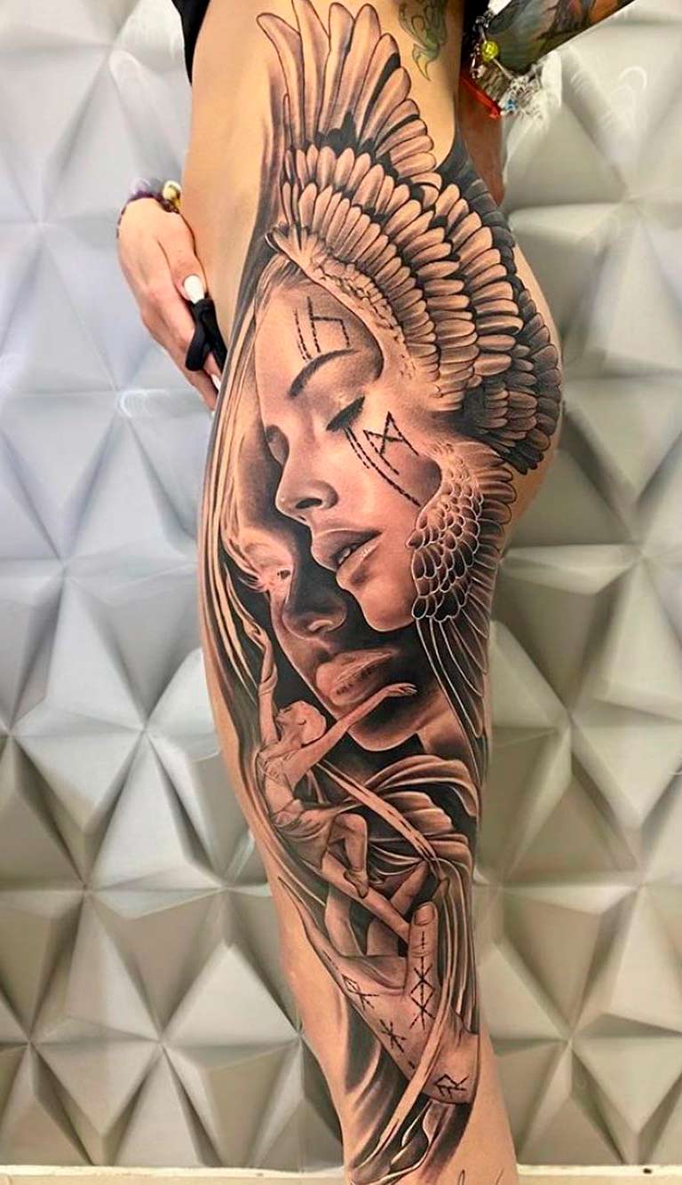 tatuaje en la pierna de mujer 07