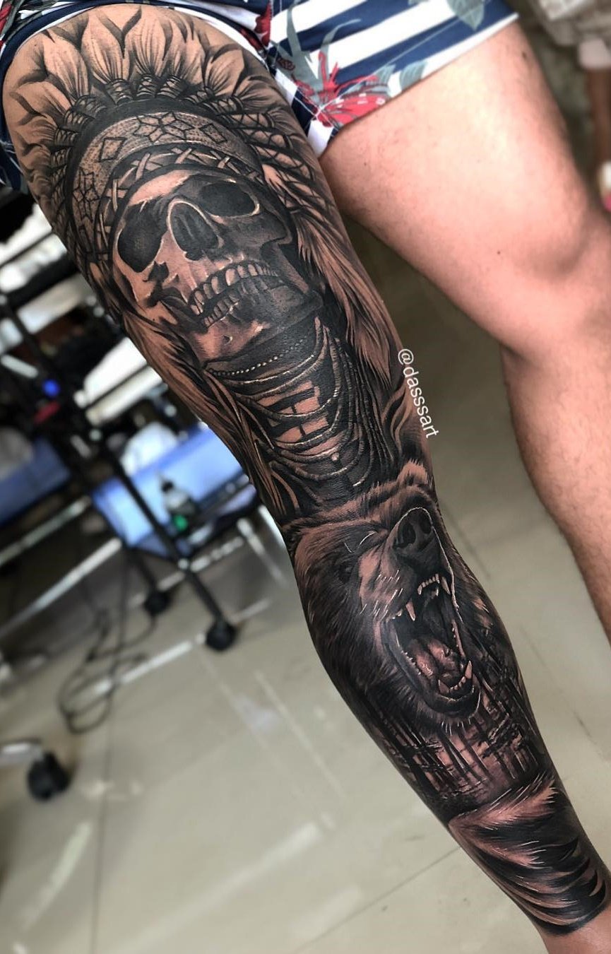 tatuaje en la pierna para hombre 16