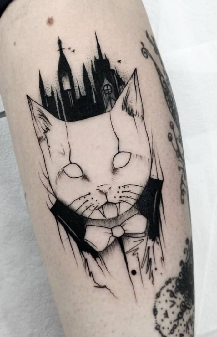 tatuaje gato para mujer 24