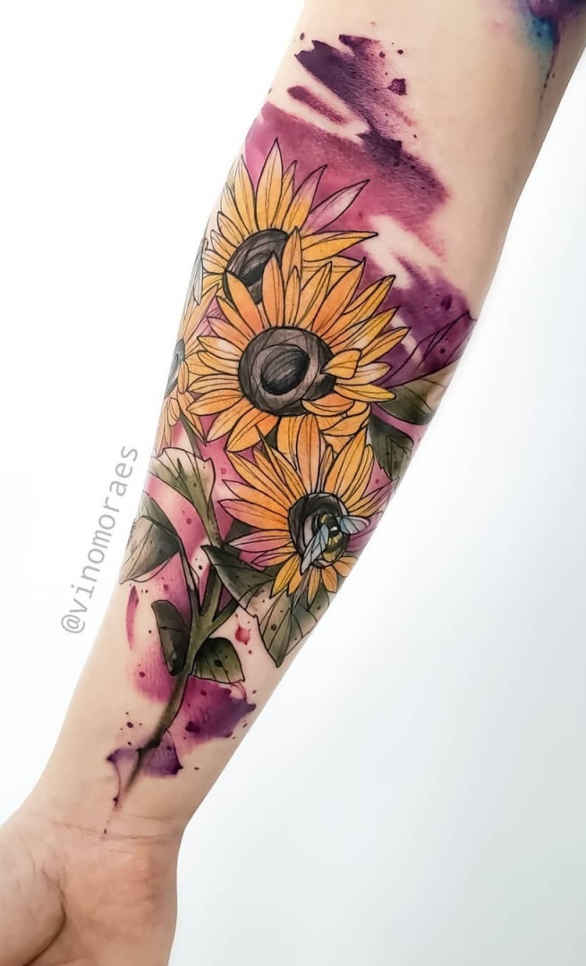 tatuaje girasol para mujer 02