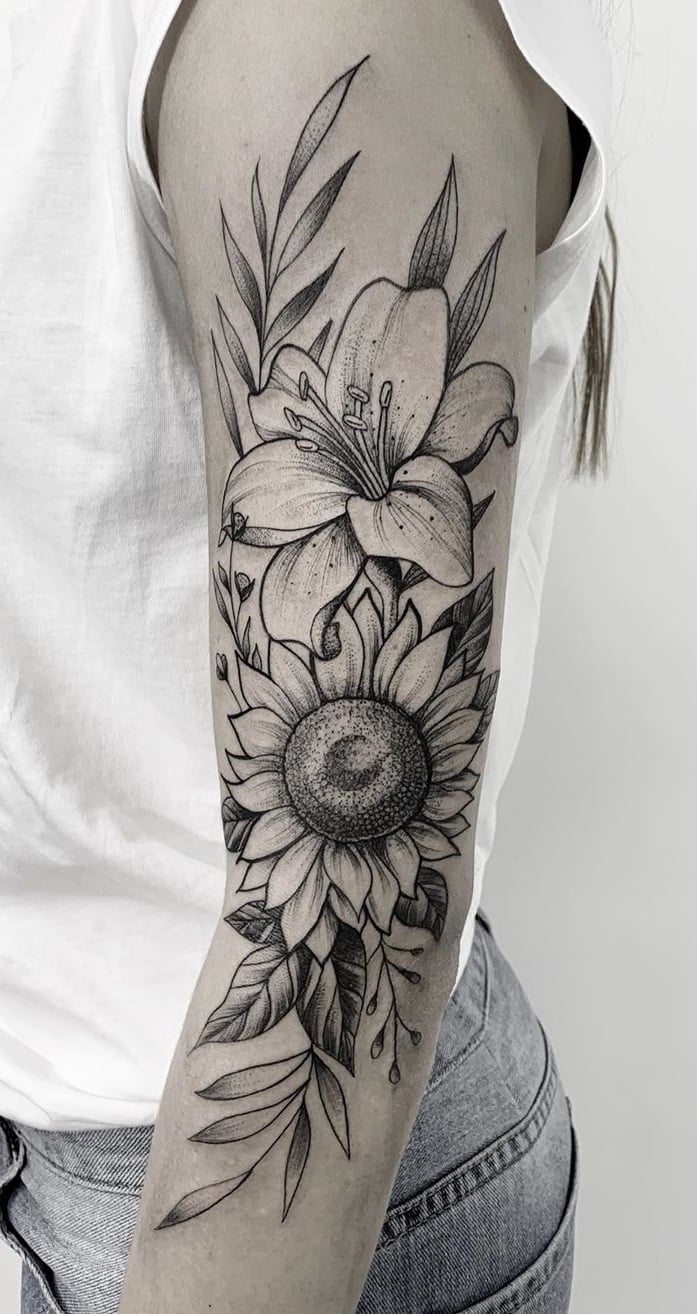 tatuaje girasol para mujer 03