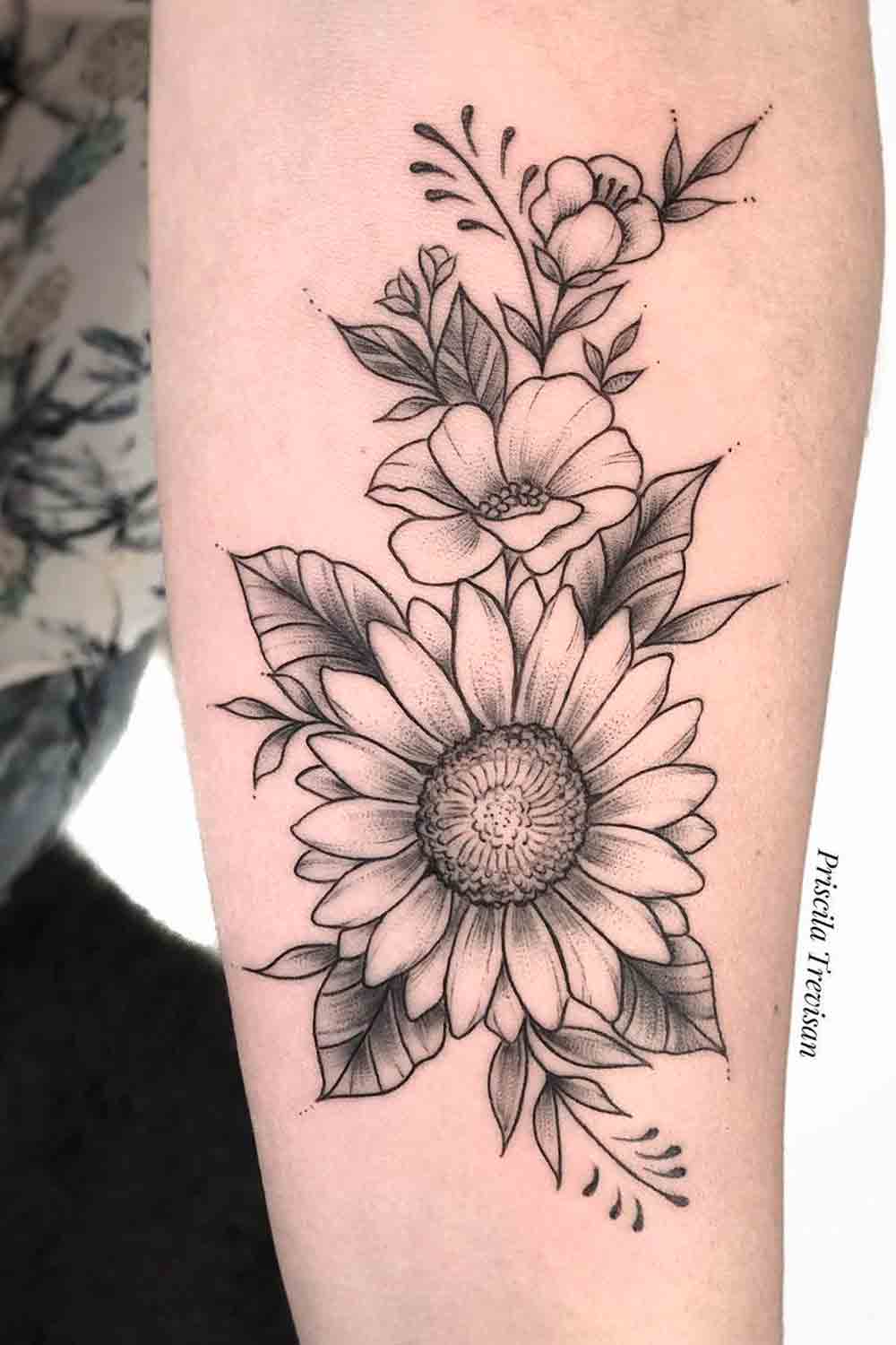 tatuaje girasol para mujer 06