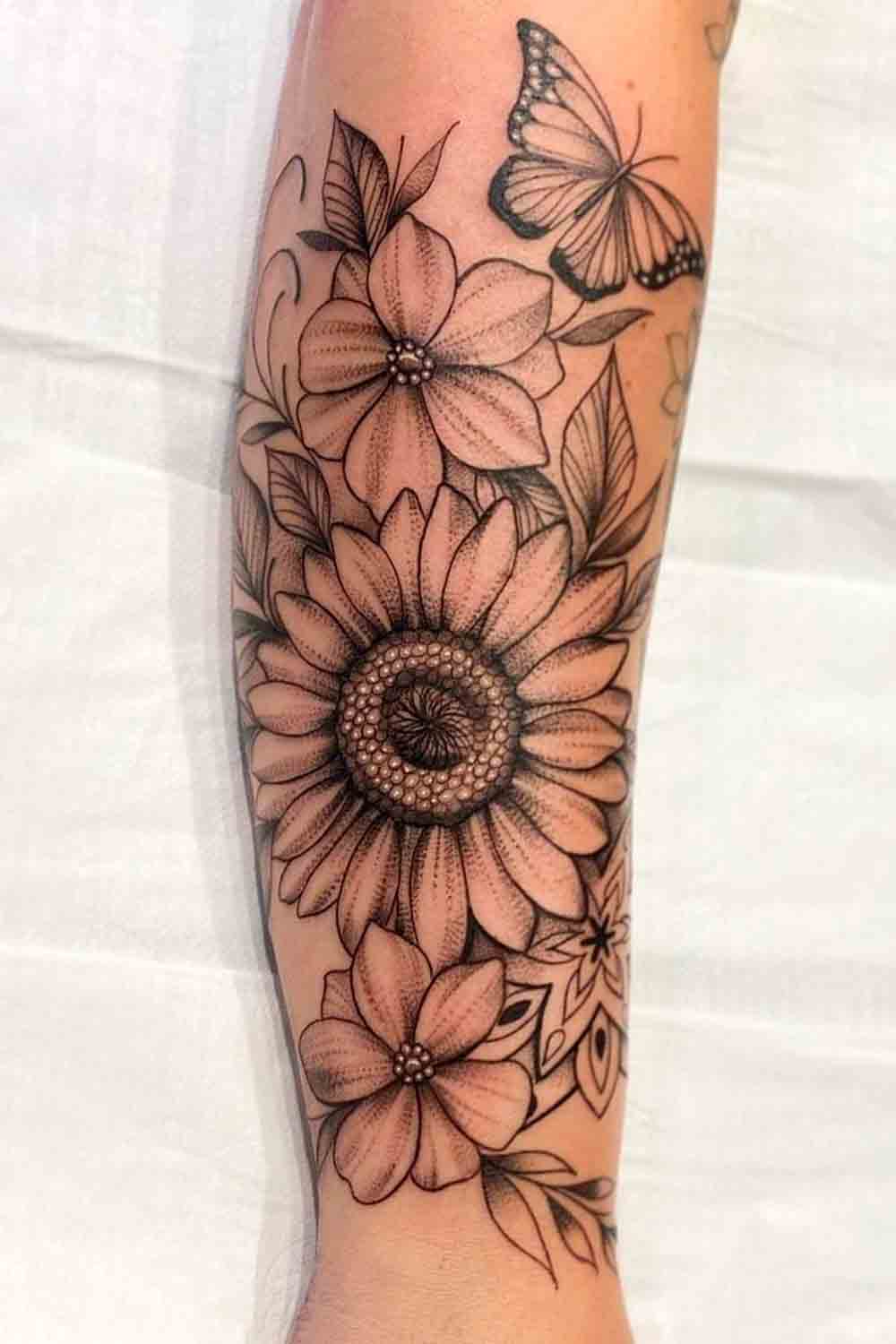 tatuaje girasol para mujer 10