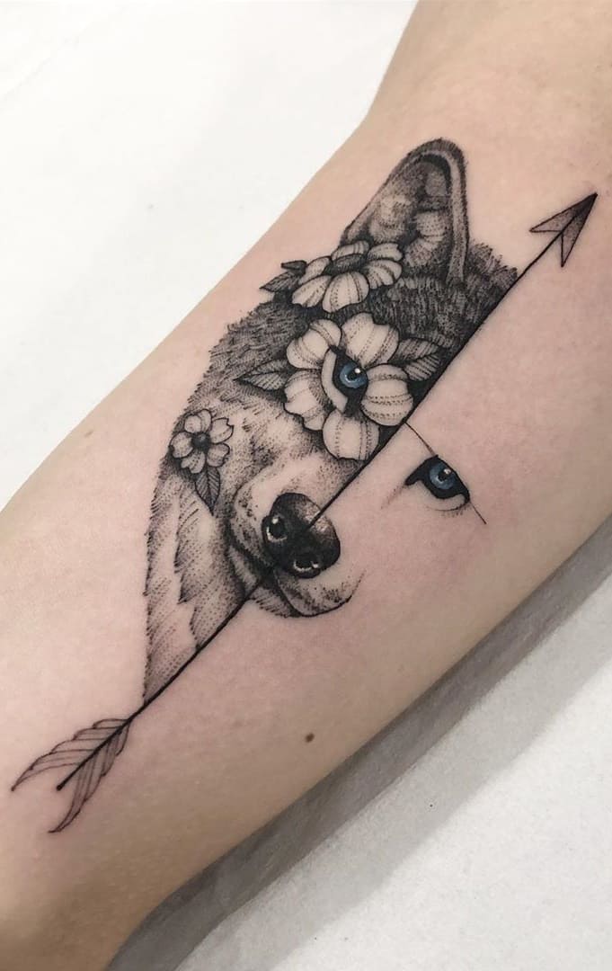 tatuaje lobo para mujer 02