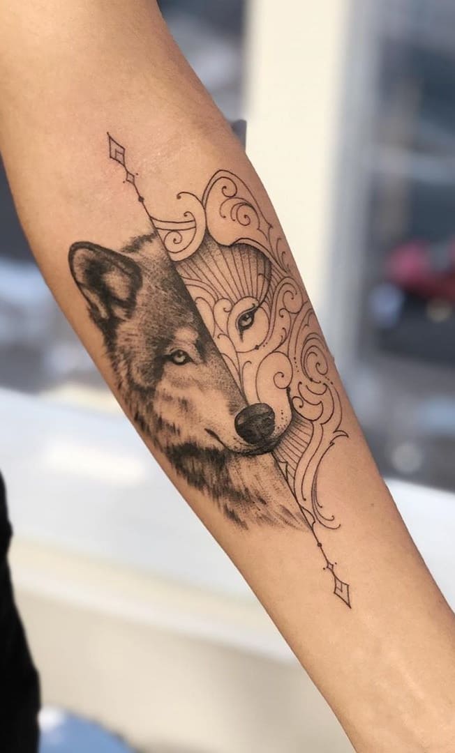 tatuaje lobo para mujer 10