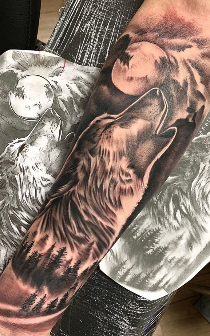 tatuaje lobo para mujer 20