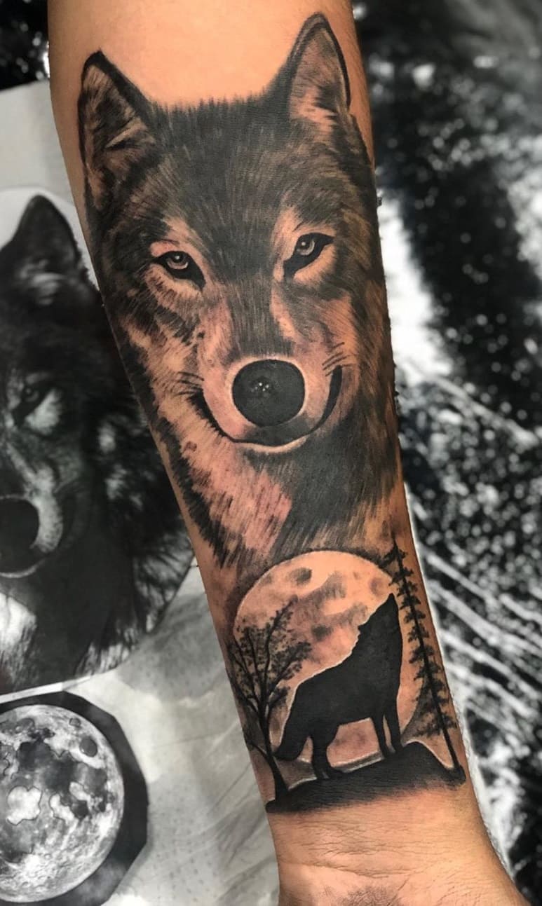 tatuaje lobo para mujer 22