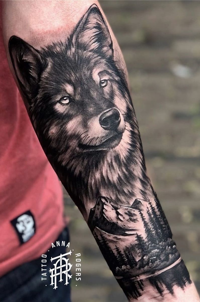 tatuaje lobo para mujer 24