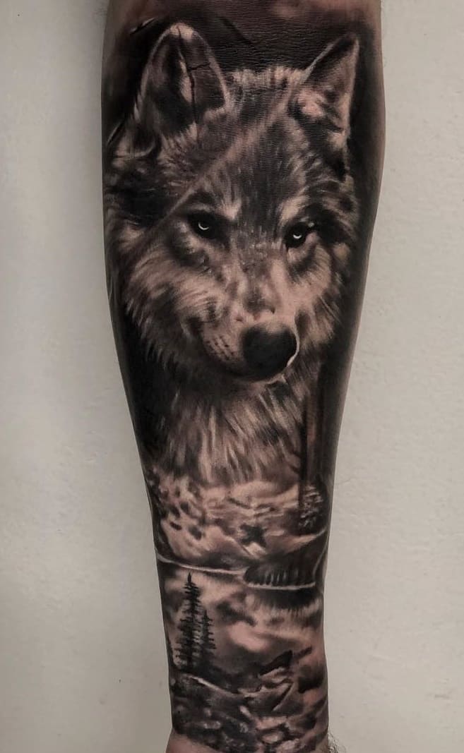 tatuaje lobo para mujer 33