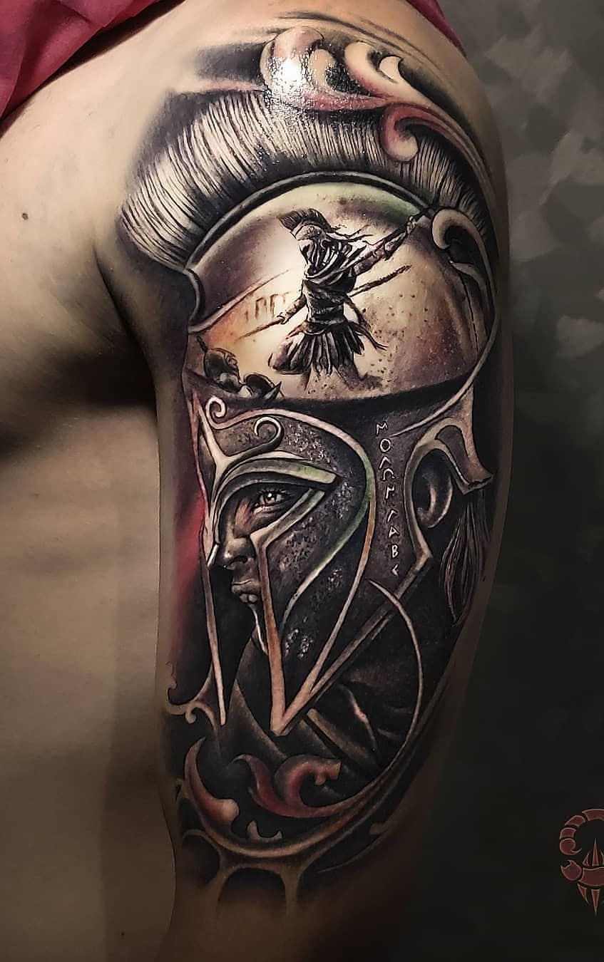 tatuaje masculino de gladiador 21
