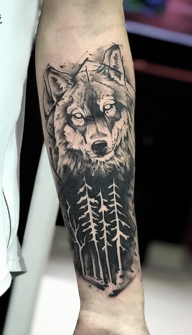 tatuaje masculino de lobo 02