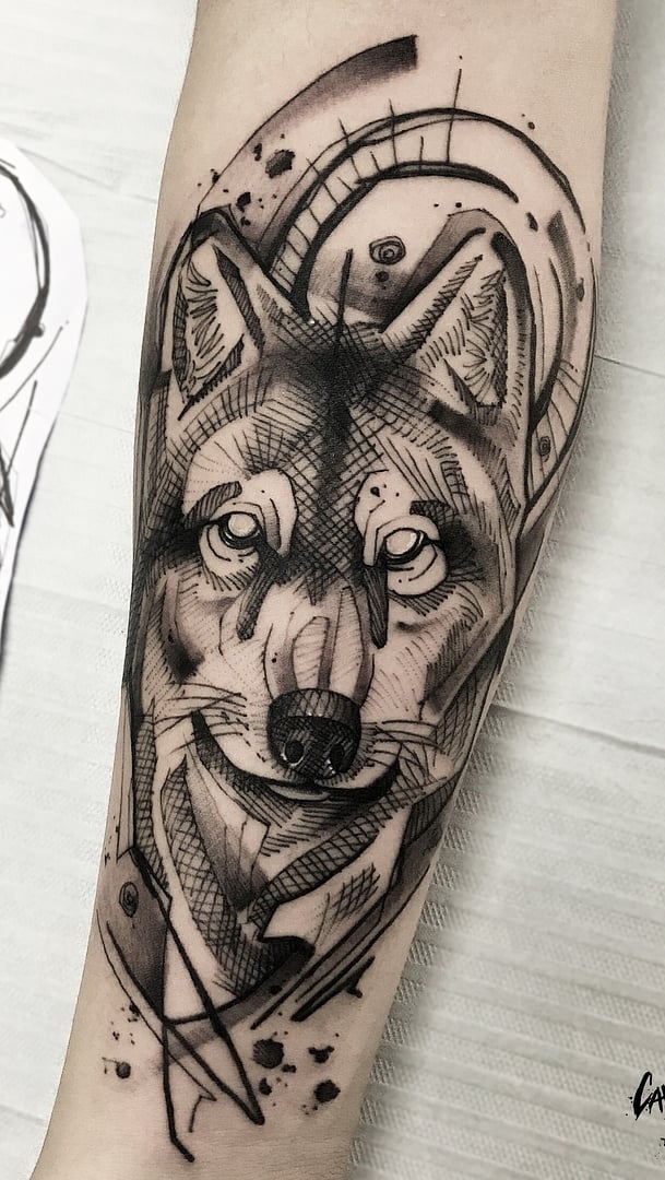 tatuaje masculino de lobo 03