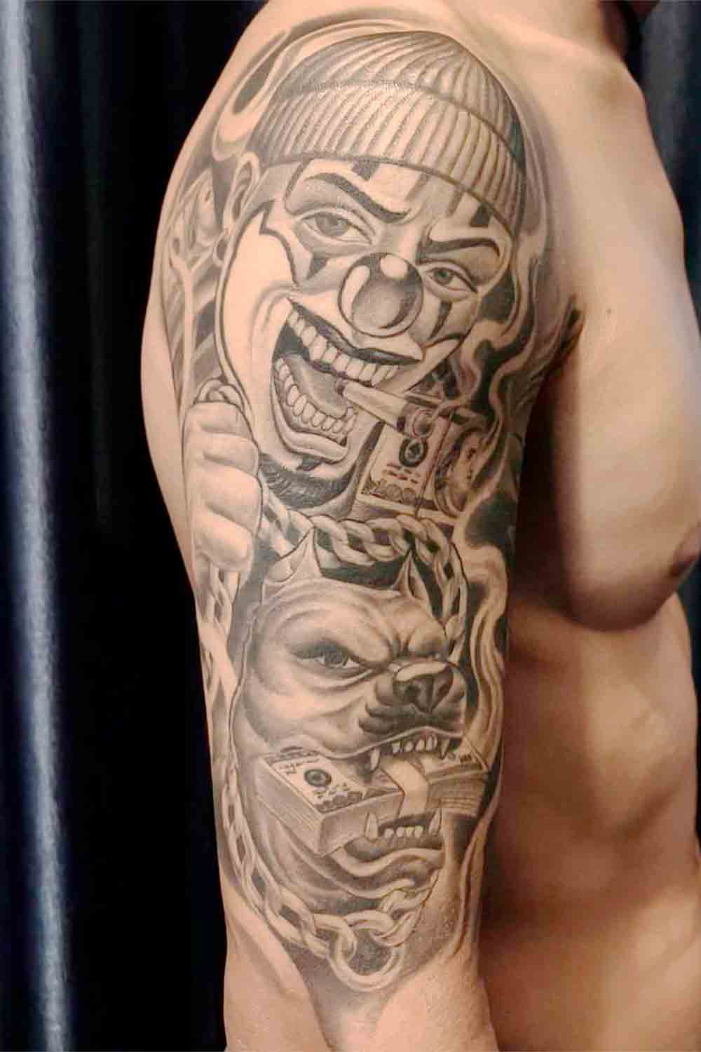 tatuaje masculino de payaso 86