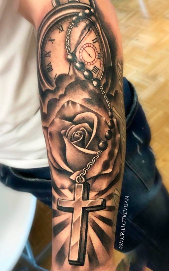 tatuaje masculino de reloj 14