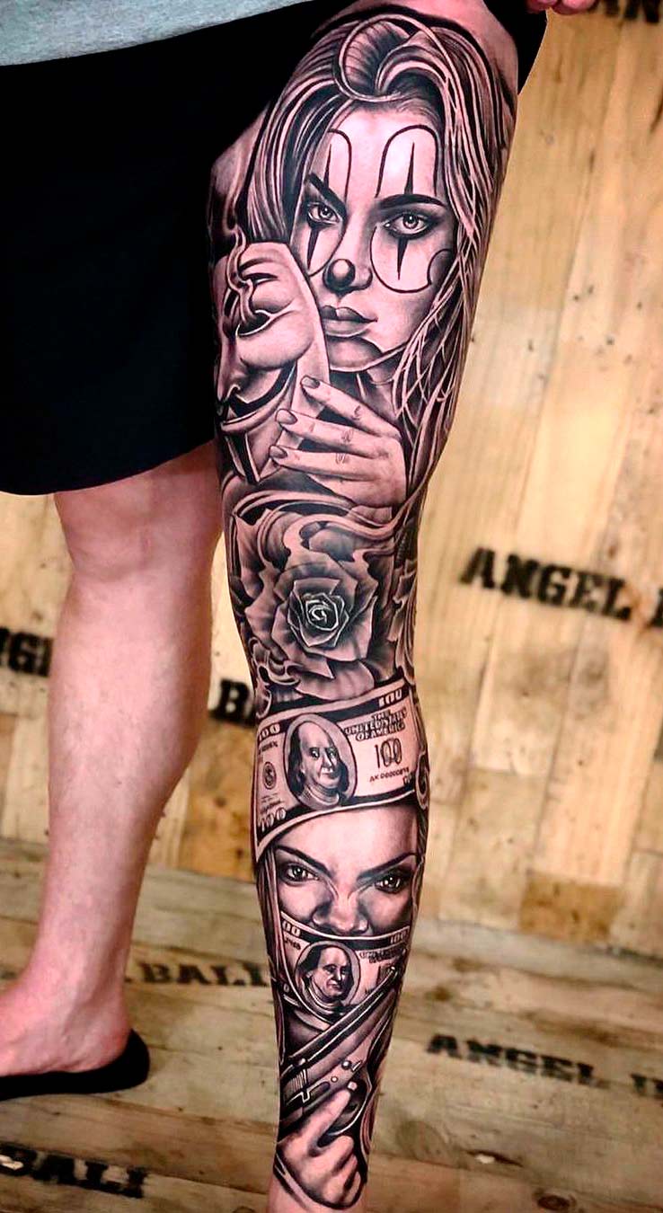 tatuaje masculino en la pierna 23
