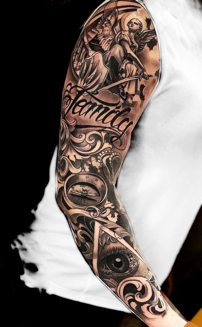 brazo lleno de tatuajes 100