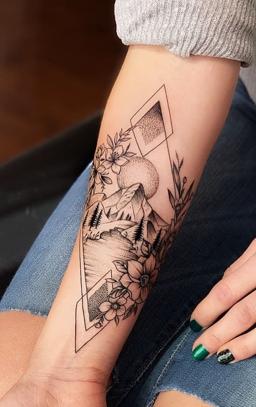 mujer con tatuaje antebrazo 123