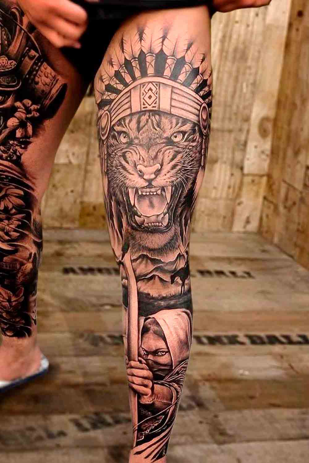 tattoo pierna para hombre 109