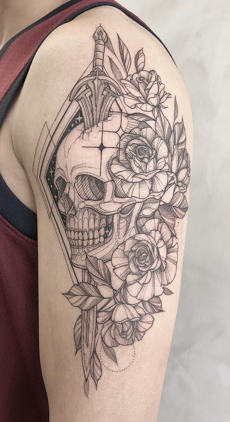 tatuaje calavera masculino 22