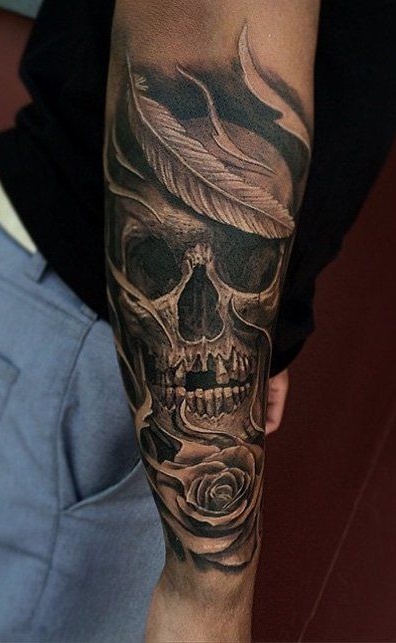 tatuaje calavera masculino 76