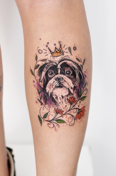 tatuaje de perro en mujer 109