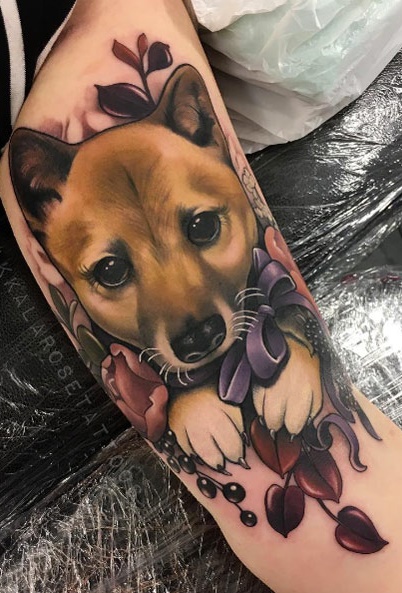 tatuaje de perro en mujer 22