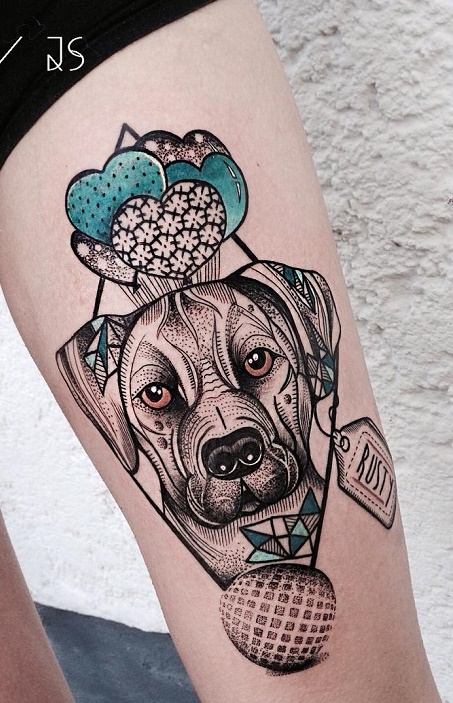 tatuaje de perro en mujer 46