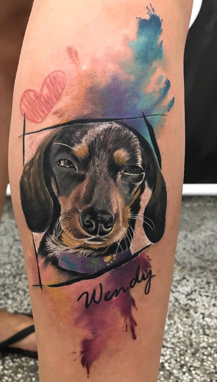 tatuaje de perro en mujer 64