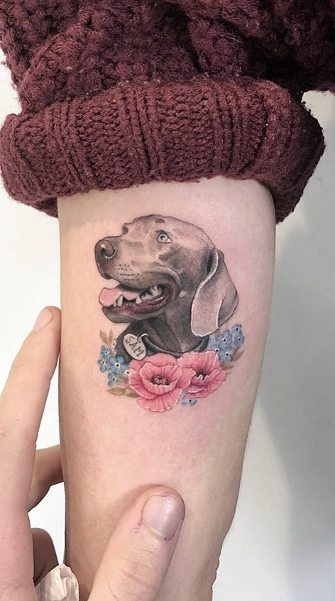tatuaje de perro en mujer 75