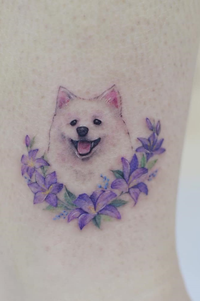 tatuaje de perro en mujer 77