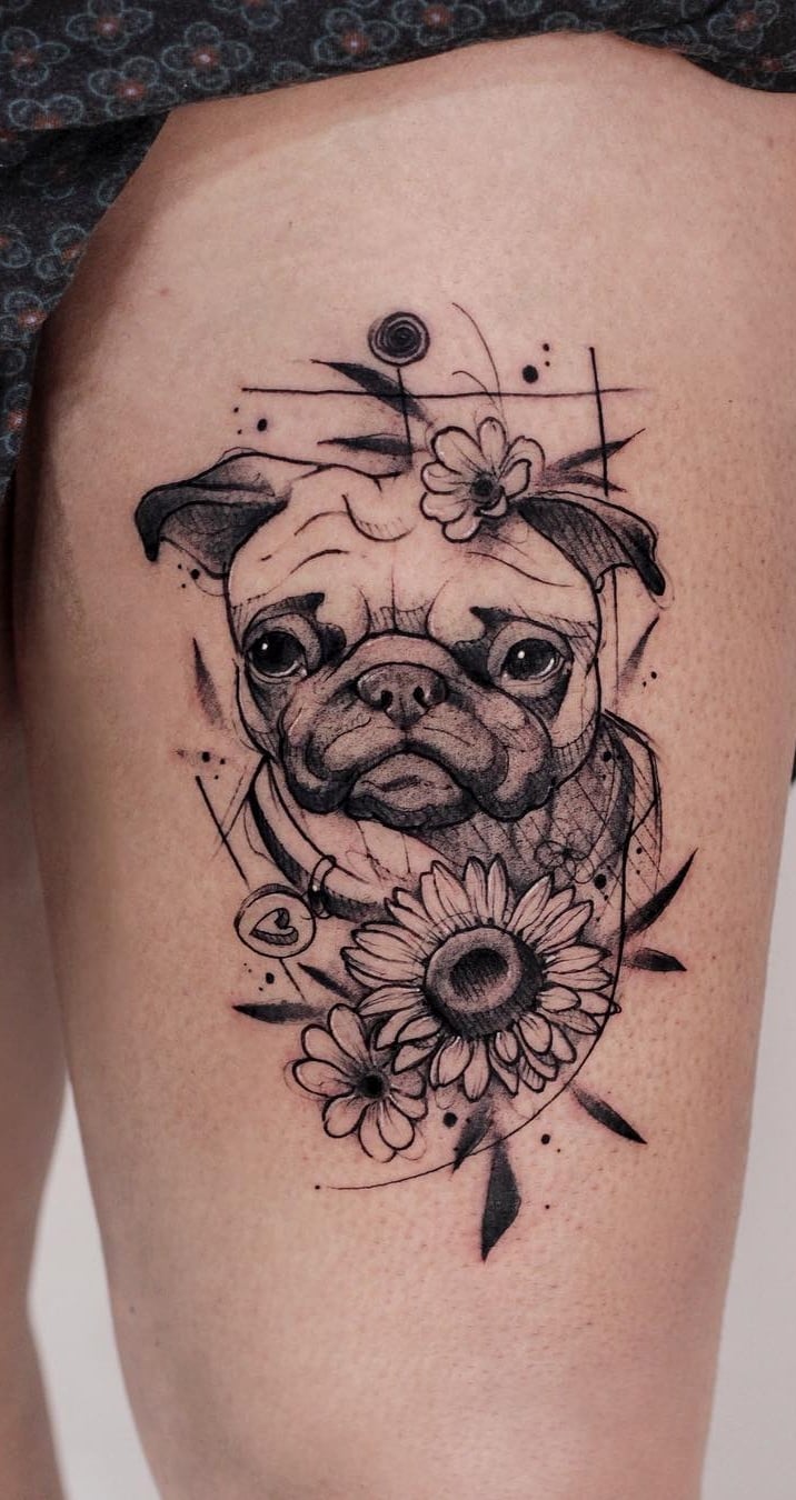 tatuaje de perro en mujer 86