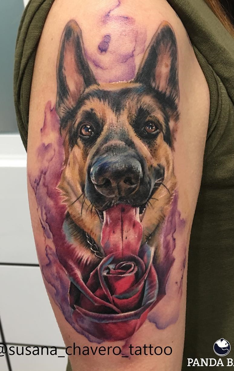 tatuaje de perro en mujer 87